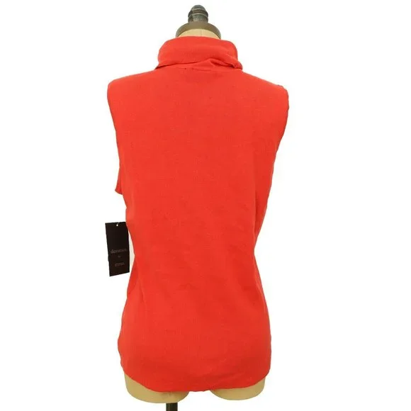 Devotion By Cyrus Turtleneck Tank Top Size S M Sleeveless Coral Red NEW Tag B49 - Picture 5 of 6
